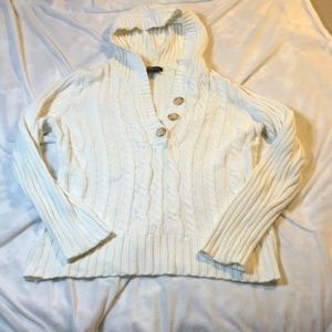White hooded sweater